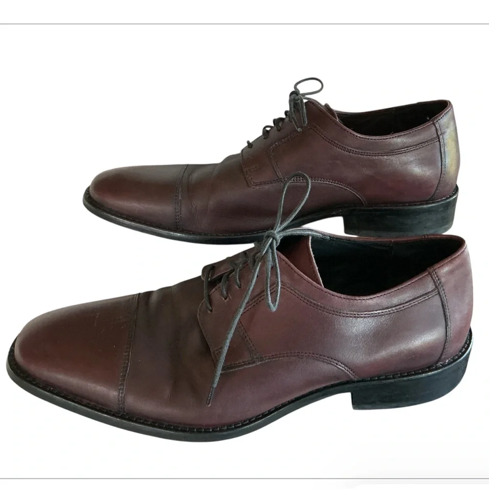 J. Murphy by JOHNSTON & MURPHY Leather Oxfords Cap Toe Lace Up Size 10.5 Brown